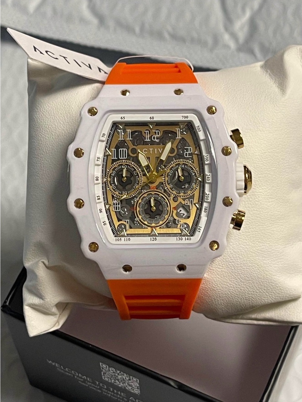 Activa Fury X Invicta Men's Watch w/ Skeleton Dial - 44.3mm, Orange & white New